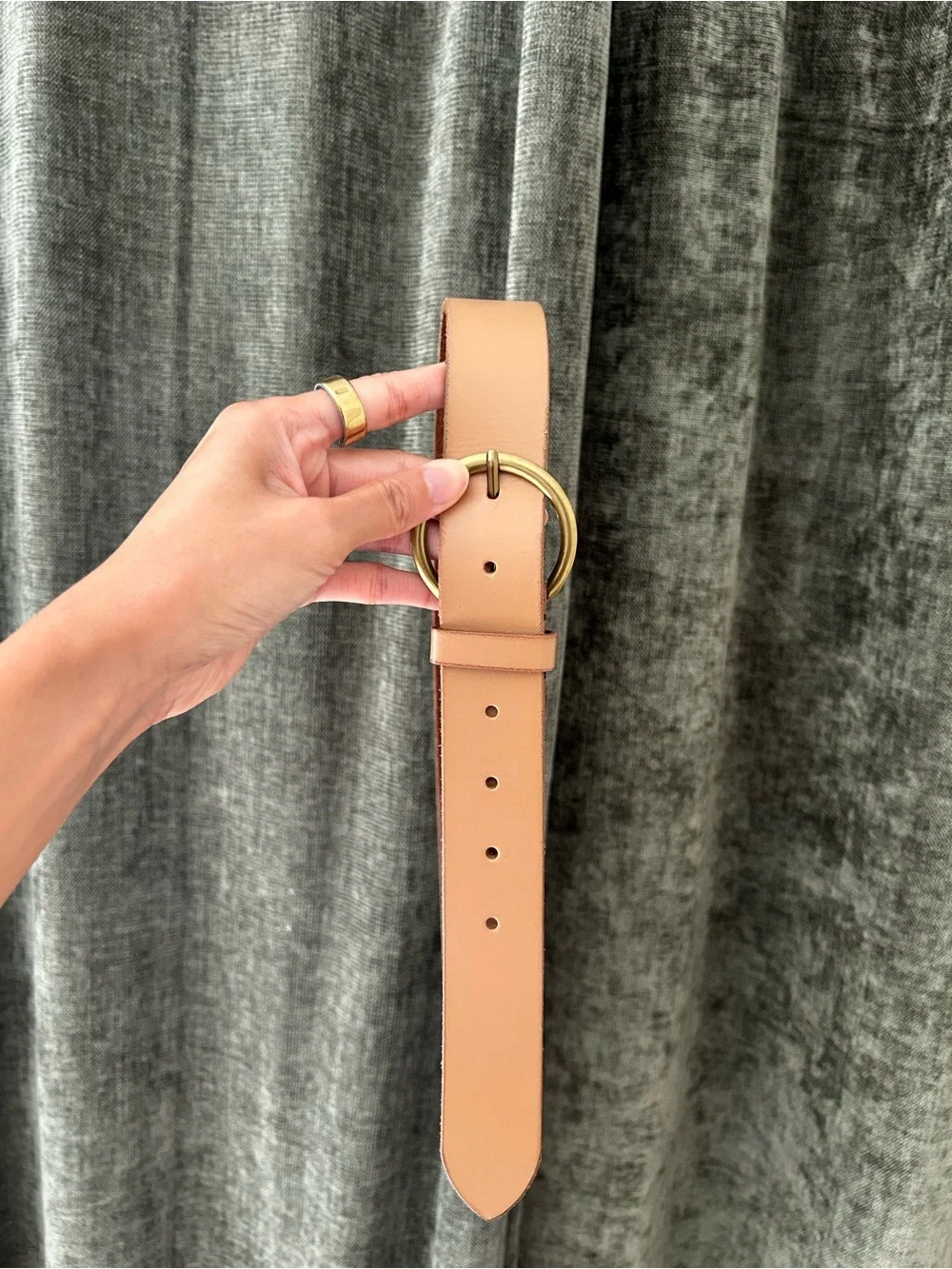 FRYE genuine Leather Round-Buckle Belt - Tan